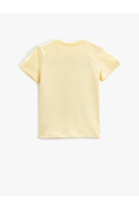 تی شرت زرد بچه گانه رگولار یقه گرد تکی کد 636539484