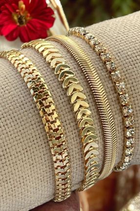 دستبند استیل طلائی زنانه فولاد ( استیل ) کد 810681789