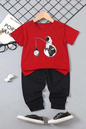 ست بالاتنه و پائین تنه قرمز بچه گانه بافت DAXİS Sportwear Company - کد 839185607