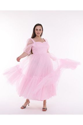 لباس مجلسی و فارغ التحصیلی صورتی زنانه توری Asees - کد 760921411