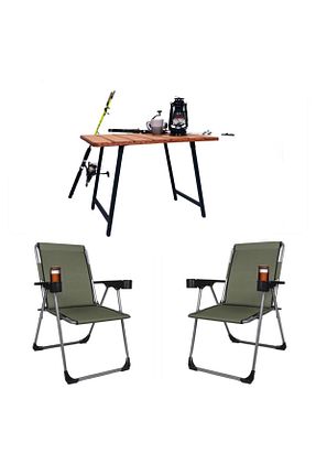 ست صندلی و میز کمپ خاکی ALİN METAL - کد 640415708