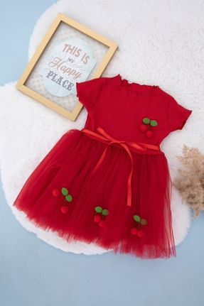 لباس قرمز زنانه بافتنی پنبه (نخی) آستین-کوتاه کد 316148841
