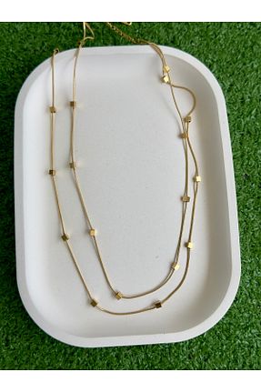 گردنبند استیل ( فولاد ) طلائی زنانه استیل ضد زنگ Hicrans Takı - کد 839266822