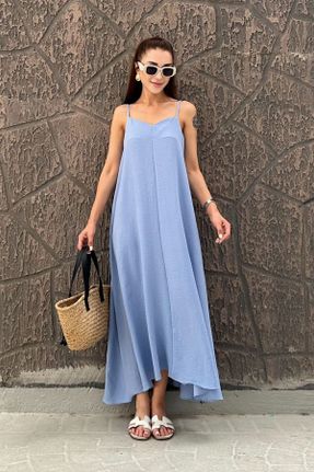 لباس آبی زنانه رگولار آستین-کوتاه بیسیک کد 839285500