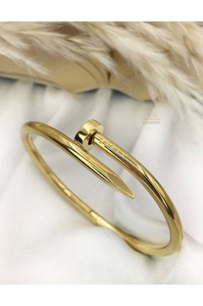 دستبند استیل طلائی زنانه فولاد ( استیل ) کد 302031906