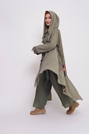 کت خاکی زنانه اورسایز Park Moda - کد 448172738