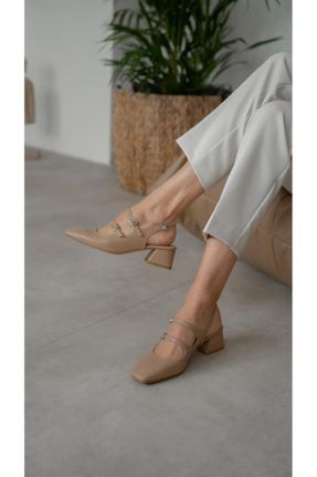 کفش پاشنه بلند کلاسیک بژ زنانه پاشنه متوسط ( 5 - 9 cm ) پاشنه ساده کد 817165212