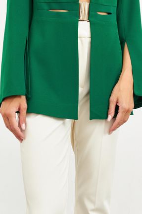 کت سبز زنانه بافت اسلیم بدون جیب آستر دار کد 773306896