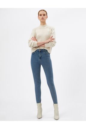 شلوار جین سرمه ای زنانه پاچه تنگ فاق بلند جین کاپری کد 744880909