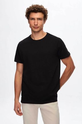 تی شرت مشکی مردانه رگولار یقه گرد تکی کد 826293554