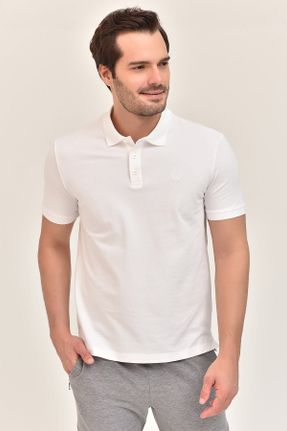 تی شرت سفید مردانه یقه پولو رگولار پنبه (نخی) پوشاک ورزشی کد 40278318