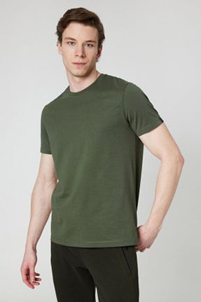 تی شرت خاکی مردانه یقه گرد رگولار تکی کد 699843083