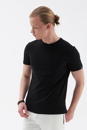 تی شرت مشکی مردانه یقه گرد رگولار تکی کد 472829616