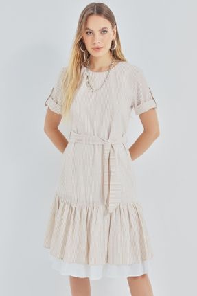 لباس سفید زنانه بافتنی پنبه (نخی) رگولار آستین-کوتاه کد 40263843