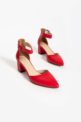 کفش پاشنه بلند کلاسیک قرمز زنانه چرم مصنوعی Güllü Shoes - کد 795147540