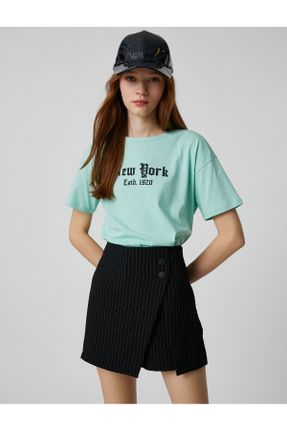 تی شرت سبز زنانه رگولار یقه گرد تکی کد 741120988