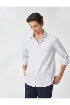 پیراهن سفید مردانه رگولار یقه پیراهنی پنبه - پلی استر کد 475244693