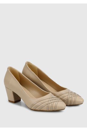 کفش پاشنه بلند کلاسیک بژ زنانه پاشنه کوتاه ( 4 - 1 cm ) پاشنه ضخیم کد 645924380