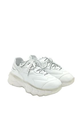 کفش اسنیکر سفید زنانه چرم طبیعی بند دار چرم طبیعی کد 379202612