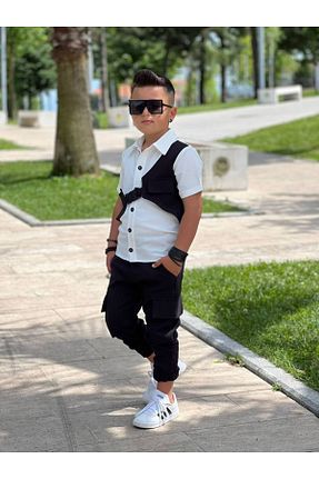 ست بالاتنه و پائین تنه مشکی بچه گانه بافت Öyküm Moda Kids - کد 839279370