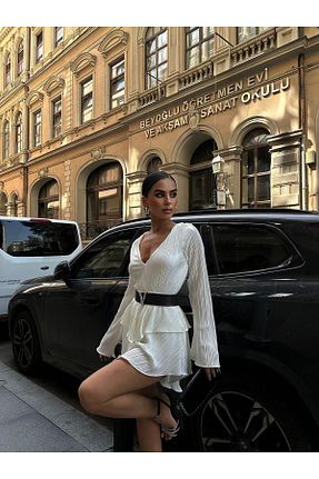 لباس سفید زنانه بافت MY DEPO - کد 839332422