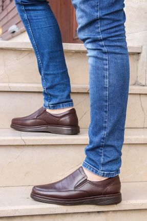 کفش لوفر قهوه ای مردانه چرم طبیعی پاشنه کوتاه ( 4 - 1 cm ) کد 36408748