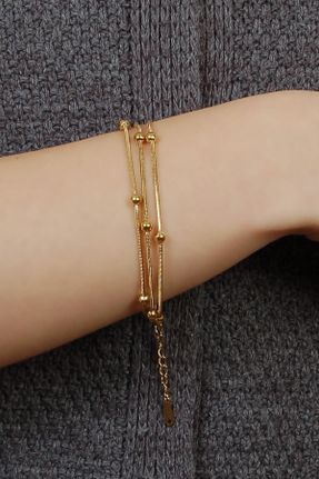 دستبند استیل طلائی زنانه فولاد ( استیل ) کد 232499495