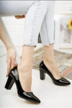 کفش پاشنه بلند کلاسیک مشکی زنانه چرم مصنوعی پاشنه متوسط ( 5 - 9 cm ) پاشنه پر کد 769860435