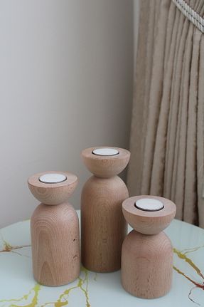 شمعدان و شمع گیر قهوه ای چوب WoodyDesign - کد 839347044