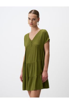 لباس سبز بافتنی لش آستین-کوتاه کد 839356331