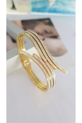 دستبند استیل طلائی زنانه فولاد ( استیل ) کد 770871339