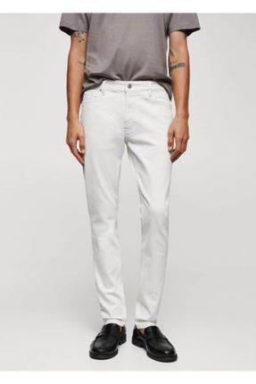 شلوار جین سفید مردانه پاچه رگولار استاندارد کد 820214322