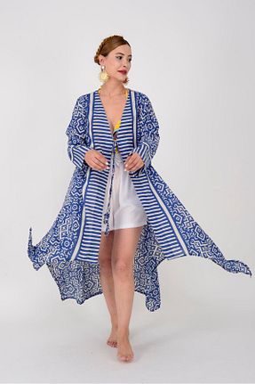 کیمونو و کافتان آبی زنانه پنبه ای Park Moda - کد 826949895