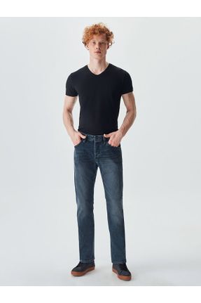 شلوار جین آبی مردانه پاچه لوله ای جین ساده کد 170258210