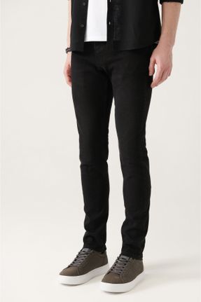 شلوار جین مشکی مردانه پاچه ساده اسلیم استاندارد کد 75950668
