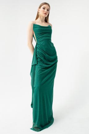 لباس مجلسی سبز زنانه استراپلز تور بدون آستین اسلیم فیت آستر دار کد 639519883