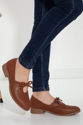 کفش پاشنه بلند کلاسیک قهوه ای زنانه چرم مصنوعی پاشنه ضخیم پاشنه کوتاه ( 4 - 1 cm ) کد 97920578