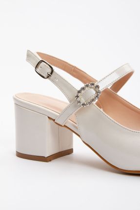 کفش پاشنه بلند کلاسیک سفید زنانه پاشنه ضخیم پاشنه متوسط ( 5 - 9 cm ) چرم مصنوعی کد 806505119