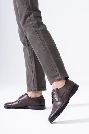 کفش کلاسیک قهوه ای مردانه چرم طبیعی پاشنه کوتاه ( 4 - 1 cm ) پاشنه ساده کد 39047629