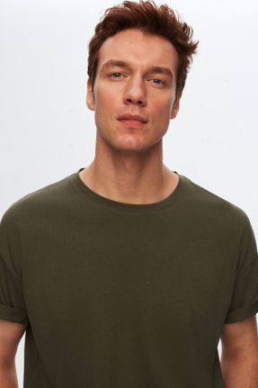 تی شرت سبز مردانه یقه گرد راحت تکی کد 117501212