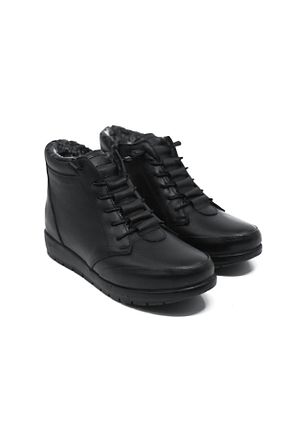 بوت / نیم بوت مشکی زنانه چرم خالص MAGIC SHOES - کد 54592299