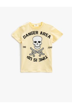 تی شرت زرد بچه گانه رگولار یقه گرد تکی کد 636539484