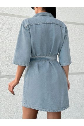 لباس آبی زنانه جین جین آستین-کوتاه کد 839045117