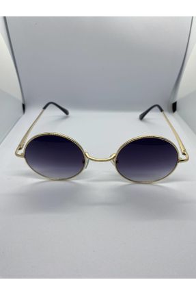 عینک آفتابی طلائی زنانه 47 UV400 فلزی گرد کد 833771737