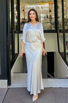 دامن طوسی زنانه پارچه FEVER - کد 839173498