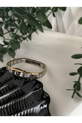 دستبند استیل طلائی زنانه فولاد ( استیل ) کد 786746010