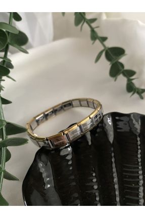 دستبند استیل طلائی زنانه فولاد ( استیل ) کد 786746010