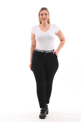 شلوار سایز بزرگ مشکی زنانه پنبه ای EYLÜLXXL - کد 839220051