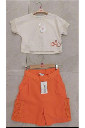 ست بالاتنه و پائین تنه نارنجی بچه گانه بافت Nk Kids - کد 839242387