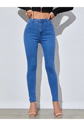 شلوار جین نارنجی زنانه پاچه تنگ فاق بلند جین بلند کد 802468037